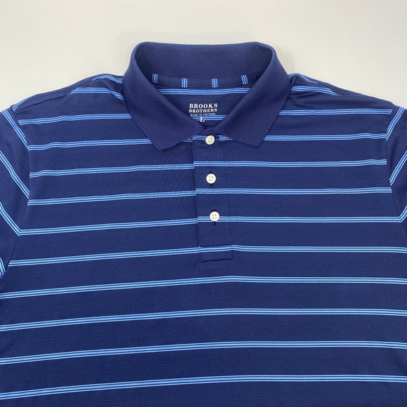 Brooks Brothers Other - Brooks Brothers Large Navy Blue Striped Short Sleeve  Polo Shirt‎